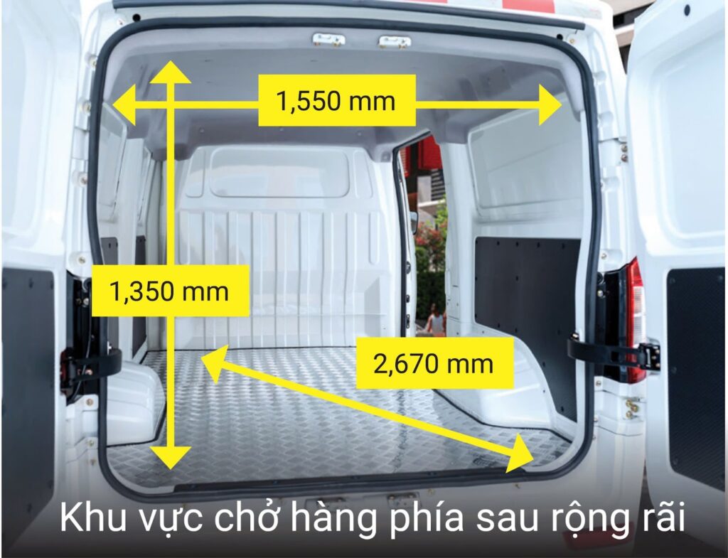 Kich thước thùng hàng xe tải van điện