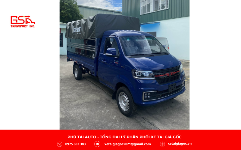 Xe tải SRM T50 thùng mui bạt inox là phiên bản được ưa chuộng trong dòng xe tải nhẹ