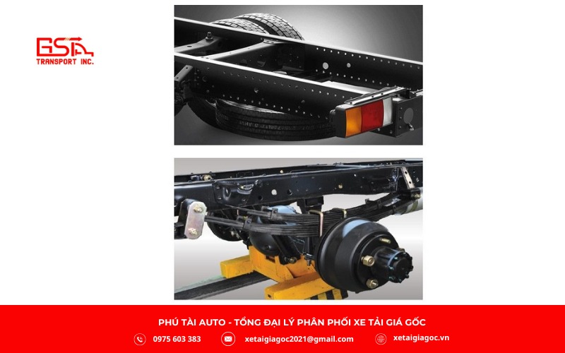 Khung gầm xe tải van Đô Thành V56 2 chỗ 945kg được thiết kế chắc chắn, bền bỉ, tối ưu cho vận hành an toàn và ổn định