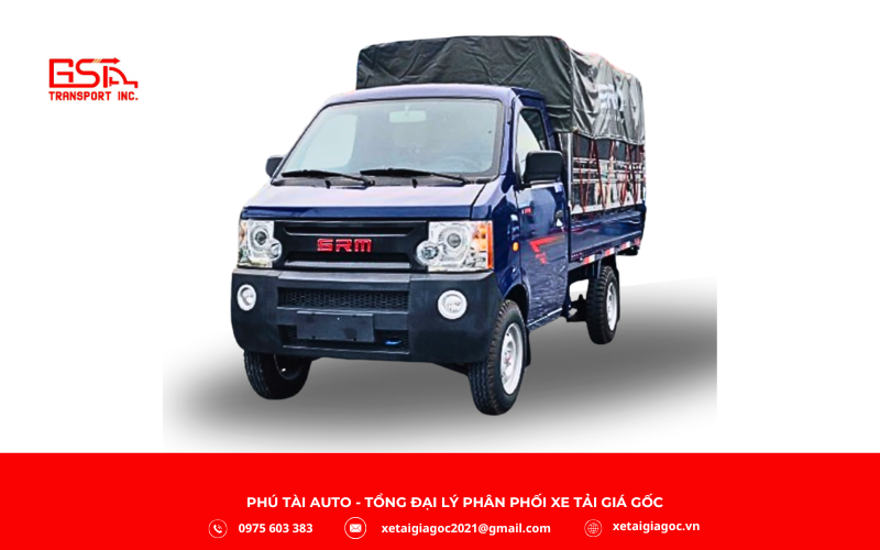 Xe tải SRM K990 thùng mui bạt là mẫu xe nhỏ gọn, linh hoạt, phù hợp cho nhu cầu vận chuyển hàng hóa dưới 1 tấn