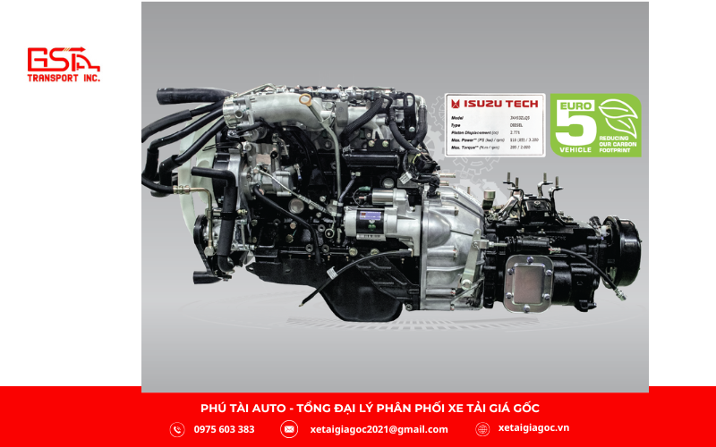 Xe tải Đô Thành IZ60SL Plus thùng lửng sử dụng động cơ diesel JX493ZLQ5C công nghệ Nhật Bản