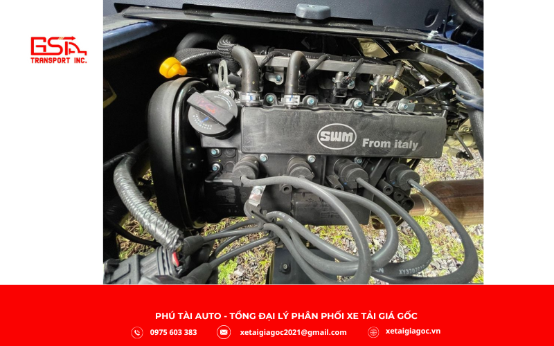 Xe tải SRM 930 Kg sử dụng động cơ DLCG14 dung tích 1.499 cm³, loại 4 kỳ, 4 xi-lanh thẳng hàng, làm mát bằng nước và chạy bằng xăng RON95 hoặc A95/E5