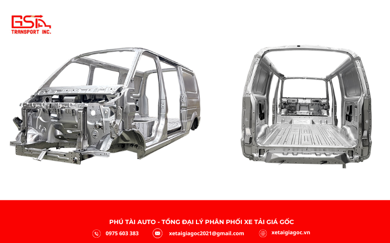 Xe tải Van V2 chế tạo từ thép cường lực, thiết kế chịu tải tốt độ bền cao – chống xoắn hiệu quả