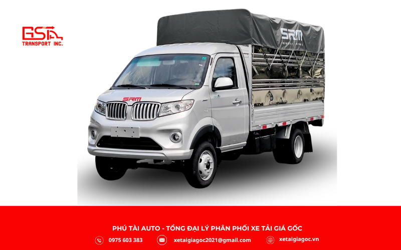 Xe tải SRM S1 thùng bạt nổi bật với thùng mui bạt linh hoạt, phù hợp vận chuyển đa dạng hàng hóa cần che chắn khỏi mưa nắng