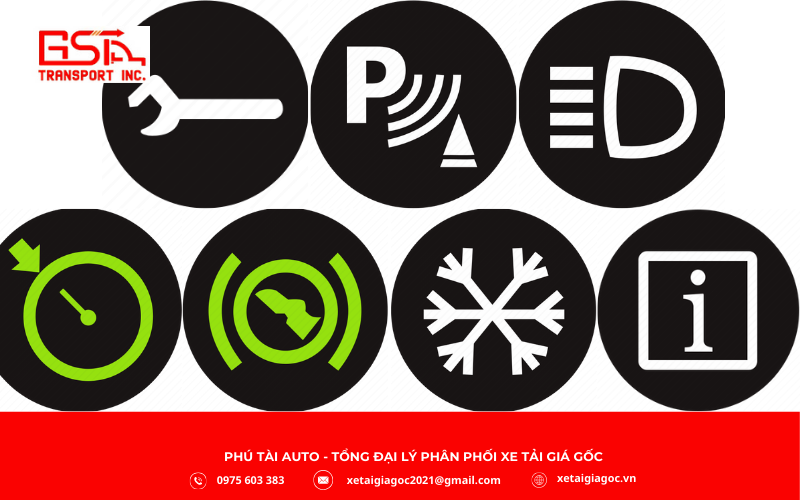 Đèn báo màu xanh hoặc trắng trên taplo xe tải là đèn thông tin, cho biết các hệ thống đang hoạt động bình thường chứ không phải lỗi.