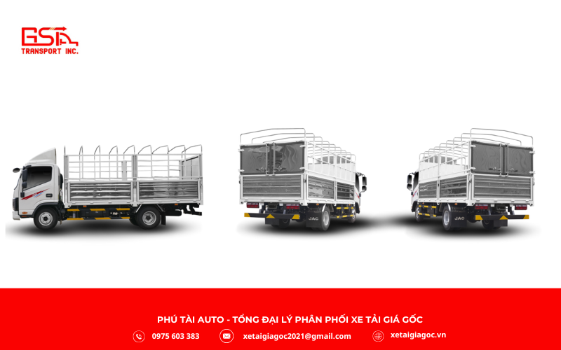 Thùng bạt JAC N200S PRO E5 có kích thước lọt lòng rộng rãi, phù hợp chứa nhiều loại hàng hóa như thực phẩm, đồ gia dụng với tải trọng 1.950 kg