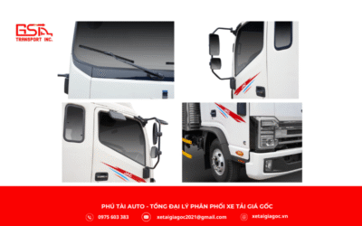 Xe tải JAC N750 PLUS E5A thùng bạt có cabin đầu vuông mạnh mẽ, lưới tản nhiệt mạ crom, mui lướt gió giảm lực cản gió và tiết kiệm nhiên liệu.