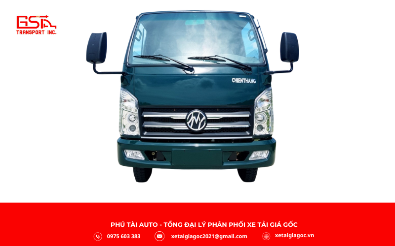 Ngoại thất Xe tải ben Chiến Thắng 2T35 nhỏ gọn, hiện đại với cabin vuông vắn, ca-lăng mạ crom