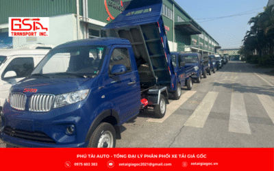 Xe tải ben SRM T15 có ngoại thất khỏe khoắn, hiện đại, tối ưu cho vận chuyển vật liệu nặng.