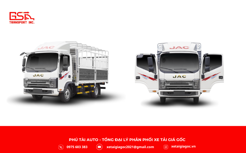 Xe tải JAC N200S PRO E5 thùng bạt có cabin vuông vức khí động học, tiết kiệm nhiên liệu và ổn định vận hành