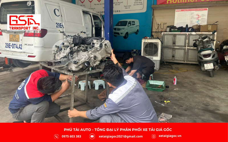 Tiến hành sửa chữa, bảo dưỡng từng hệ thống theo quy trình chuẩn: động cơ, điện, hộp số, phanh, điều hòa, gầm bệ.