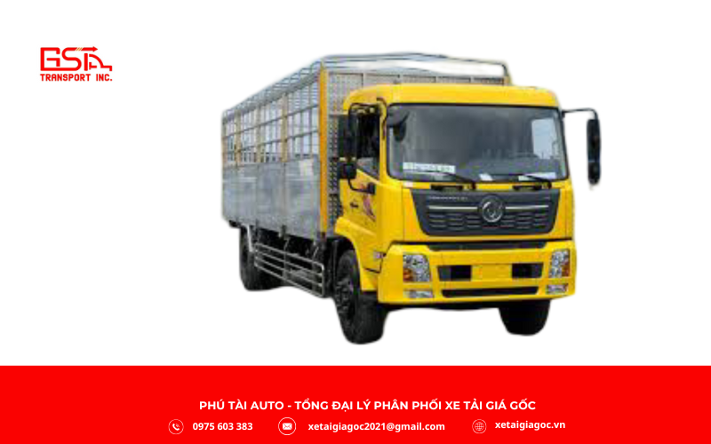 Xe tải Dongfeng B180 9 tấn tải trọng 8.950–9.150 kg phù hợp vận chuyển hàng rời, pallet đường dài với chassis dập nguyên khối chịu lực cao.