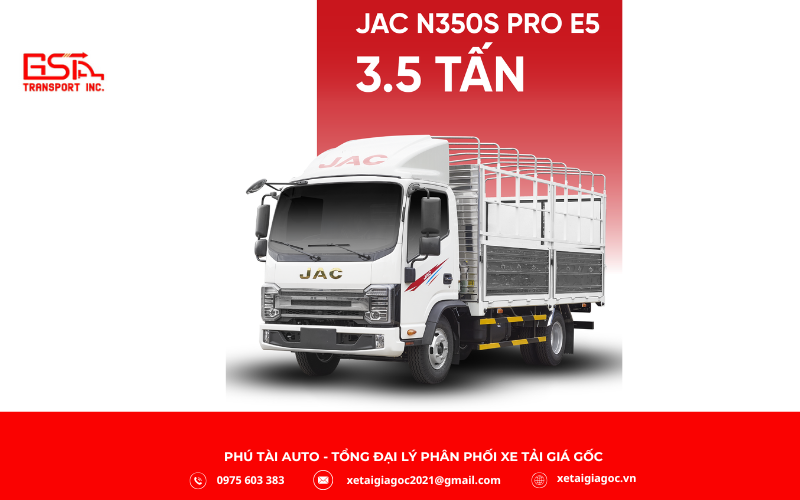 Xe tải JAC N350S PRO E5 thùng bạt là lựa chọn lý tưởng cho các doanh nghiệp cần vận chuyển đa dạng hàng hóa với hiệu quả cao