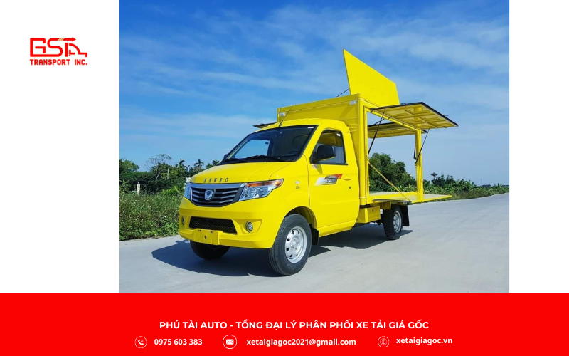 Xe tải Kenbo 900 Kg thùng cánh dơi là phiên bản cải tiến từ thùng kín, cho phép mở hai bên và cửa sau thành quầy hàng di động
