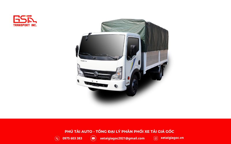 Xe tải Nissan Vinamotor Cabstar NS200 1.9 tấn thùng bạt là phiên bản tải nhẹ, linh kiện nhập khẩu 100%