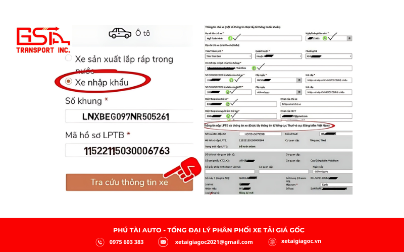 Kê khai thông tin đăng ký xe