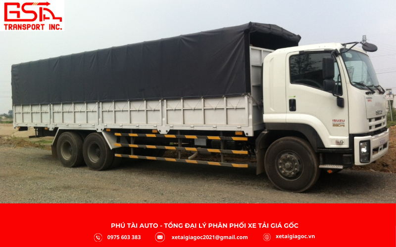 Xe tải 15 tấn có kích thước tổng thể khoảng 9.760 x 2.360 x 3.360 mm (dài x rộng x cao), với kích thước thùng phổ biến 7.370 x 2.220 x 2.150 mm.