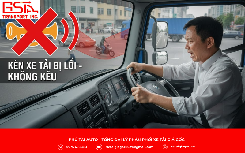 Lỗi kèn xe tải không kêu thường do cầu chì cháy, dây điện lỏng hoặc đứt, nút bấm hỏng, rơ le lỗi hoặc kèn bị hỏng.