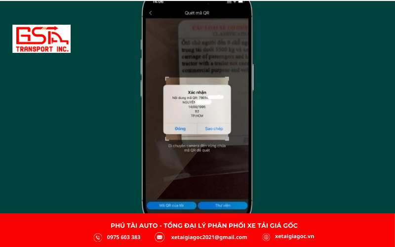 Quét mã QR trên thẻ GPLX PET