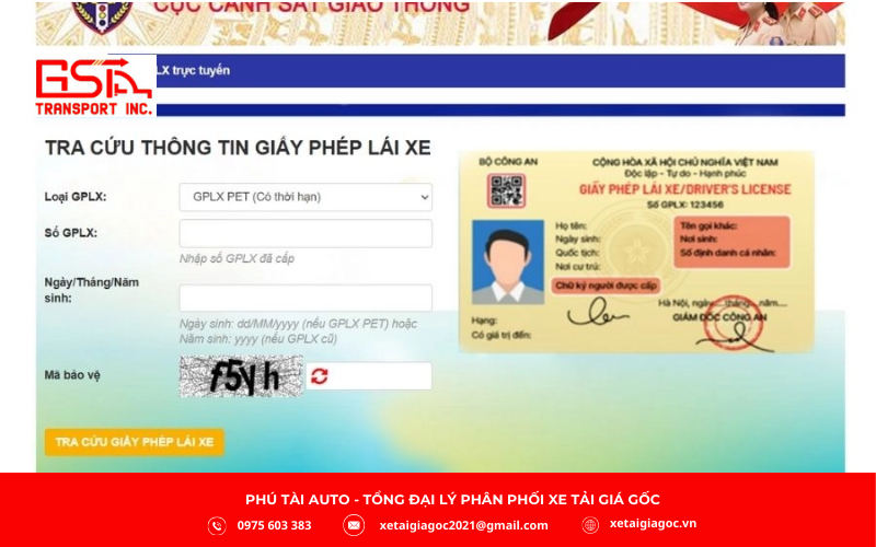 Tra cứu qua Cổng thông tin GPLX của Cục CSGT (Chính thống nhất)