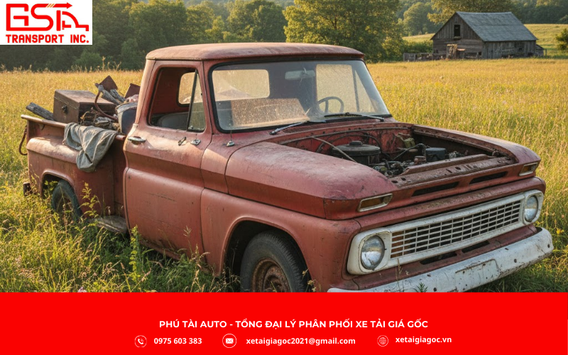 Xe bán tải sau 25 năm bị hư hỏng