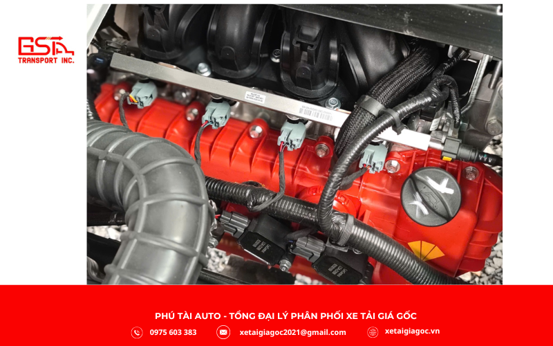 Động cơ xe tải SRM chủ yếu là máy xăng 1.5L, 4 xi-lanh, ứng dụng công nghệ Ý, phun xăng điện tử và đạt chuẩn khí thải Euro 5