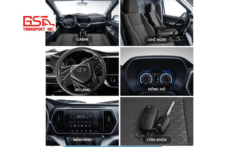 Nội thất xe tải Van Tera V6 2 chỗ hiện đại, tiện nghi và thoải mái cho người lái.