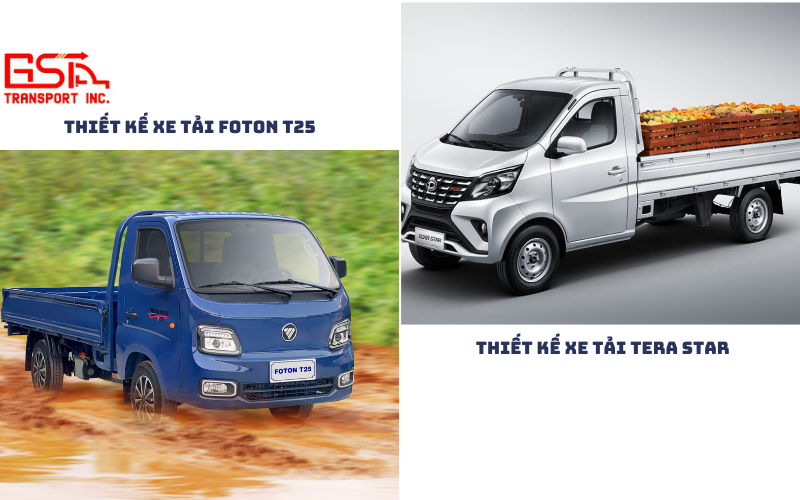 So sánh thiết kế bên ngoài giữa xe tải Foton T25 và Tera Star.