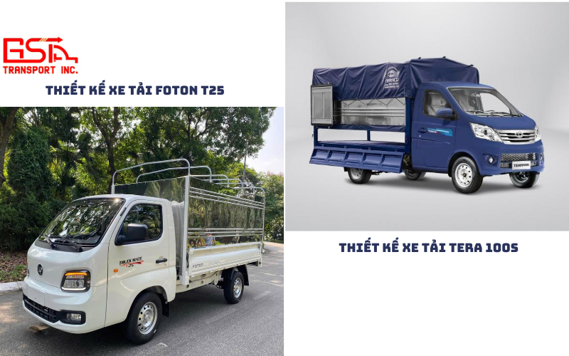 So sánh chi tiết ngoại thất của hai mẫu xe Foton T25 và Tera 100S.
