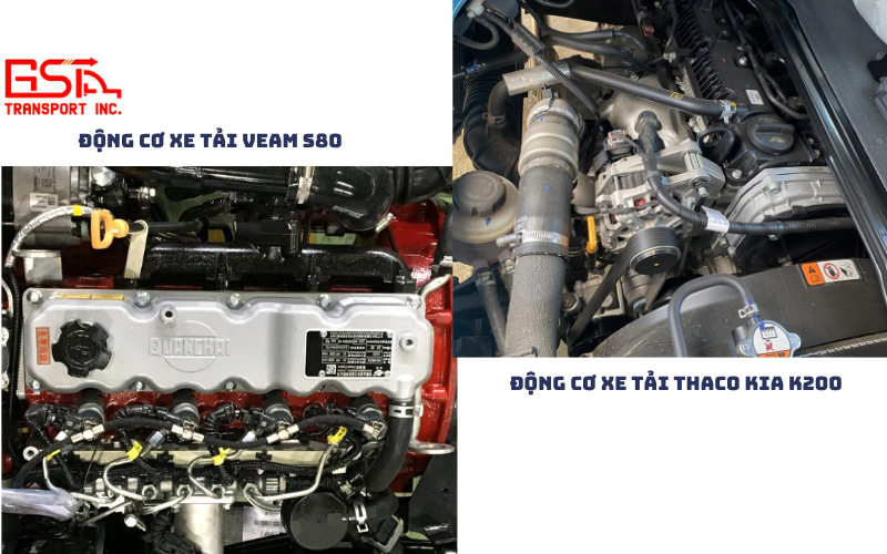 So sánh về động cơ xe tải Veam S80 vs Thaco Kia K200