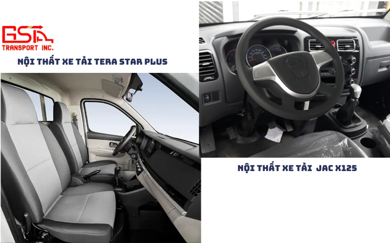 So sánh về không gian nội thất Tera Star Plus với xe tải Jac X125