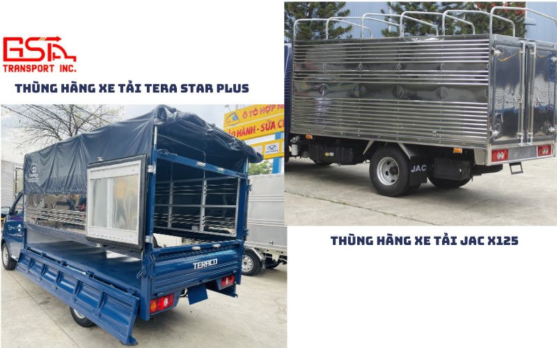 So sánh kích thước thùng hàng Tera Star Plus và JAC X125