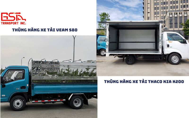 So sánh về thùng hàng xe tải Veam S80 vs Thaco Kia K200