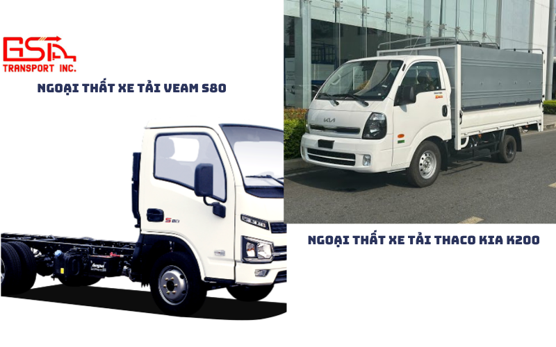 So sánh về ngoại thất xe tải Veam S80 vs Thaco Kia K200