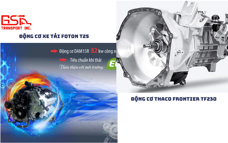 So sánh động cơ và hiệu suất vận hành Foton T25 và Thaco Frontier TF230