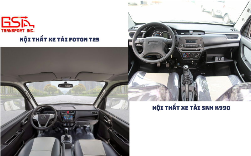 So sánh không gian nội thất Foton T25 và SRM K990