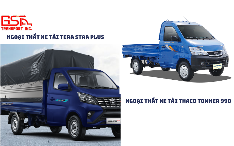 So sánh về ngoại thất xe tải Tera Star Plus vs Thaco Towner 990