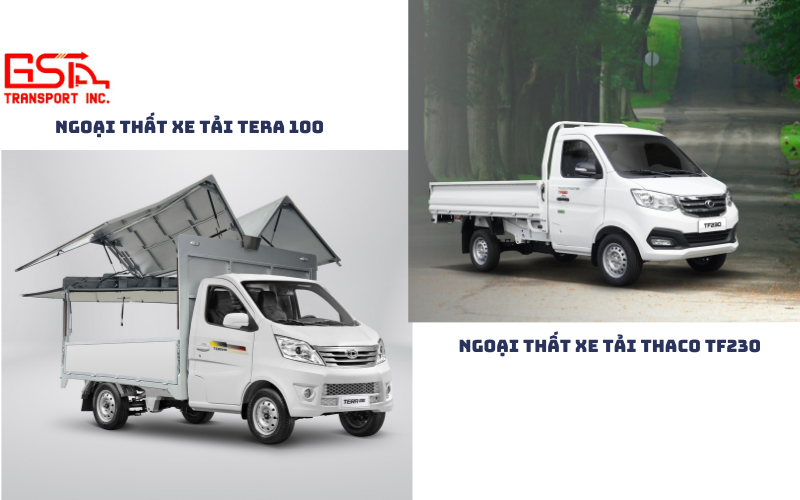 So sánh chi tiết ngoại thất xe tải Tera 100 vs Thaco TF230