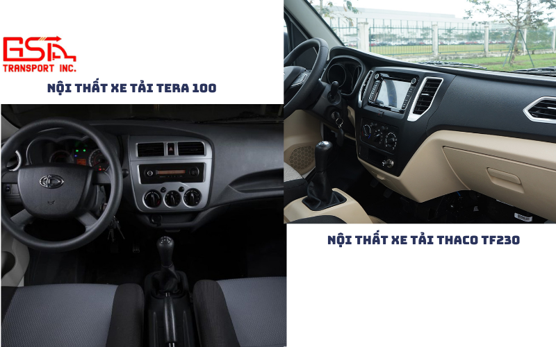 So sánh chi tiết nội thất xe tải Tera 100 vs Thaco TF230