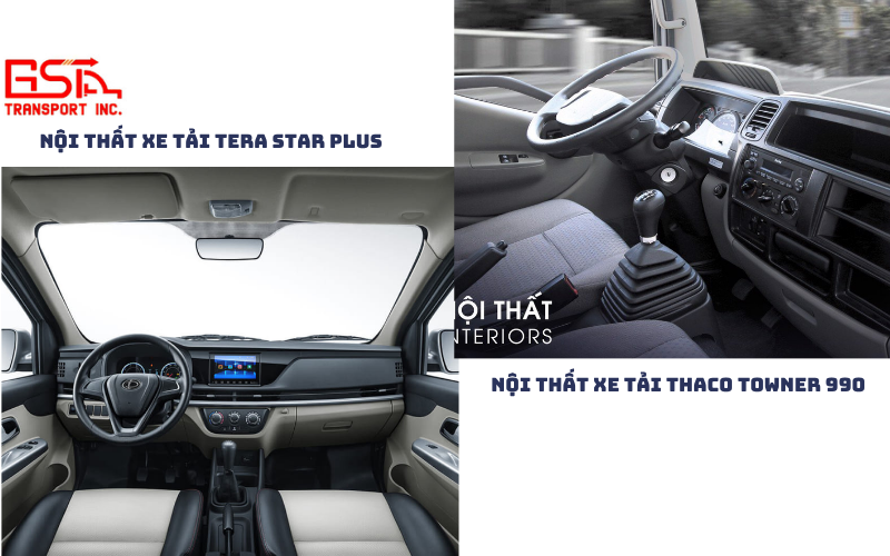 So sánh về nội thất xe tải Tera Star Plus vs Thaco Towner 990