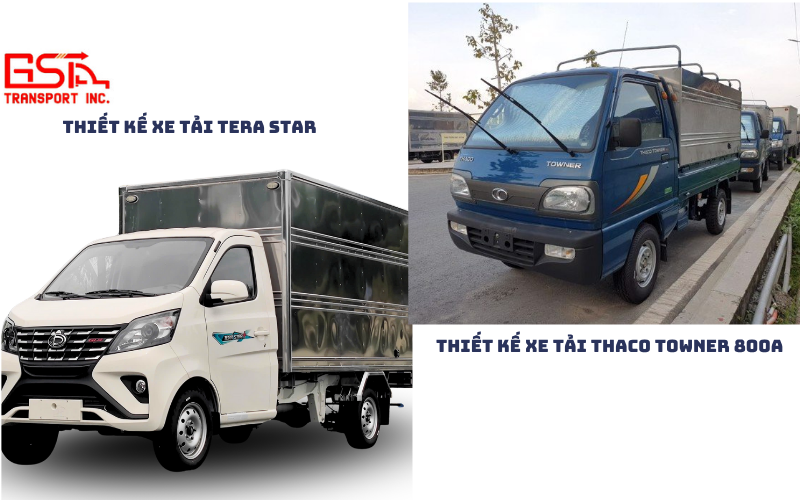 So sánh thiết kế bên ngoài Tera Star và Thaco Towner 800A