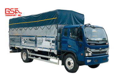 Xe tải Đồng Vàng 800 thùng mui bạt với thùng hàng dài hơn 6m.